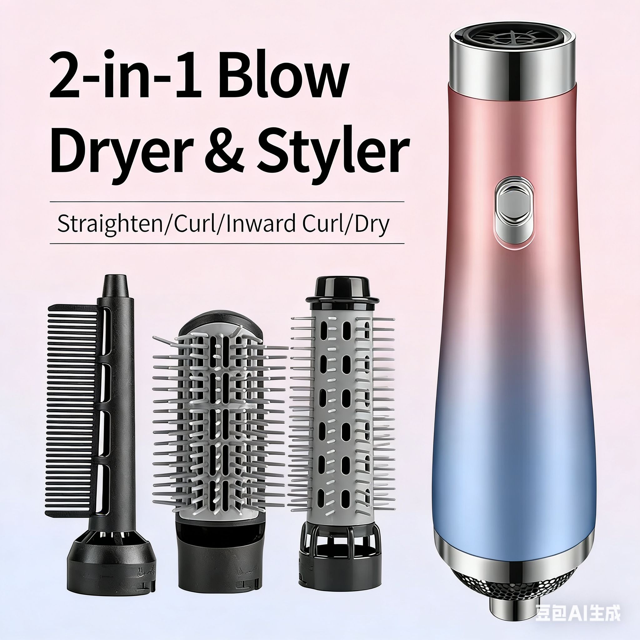 upgrades  3 in 1 Hair Dryer Comb One Step Hot Air Brush Negative Ion Hair Straightener Heating Comb Curler Hairdryer Hair Styler Tool