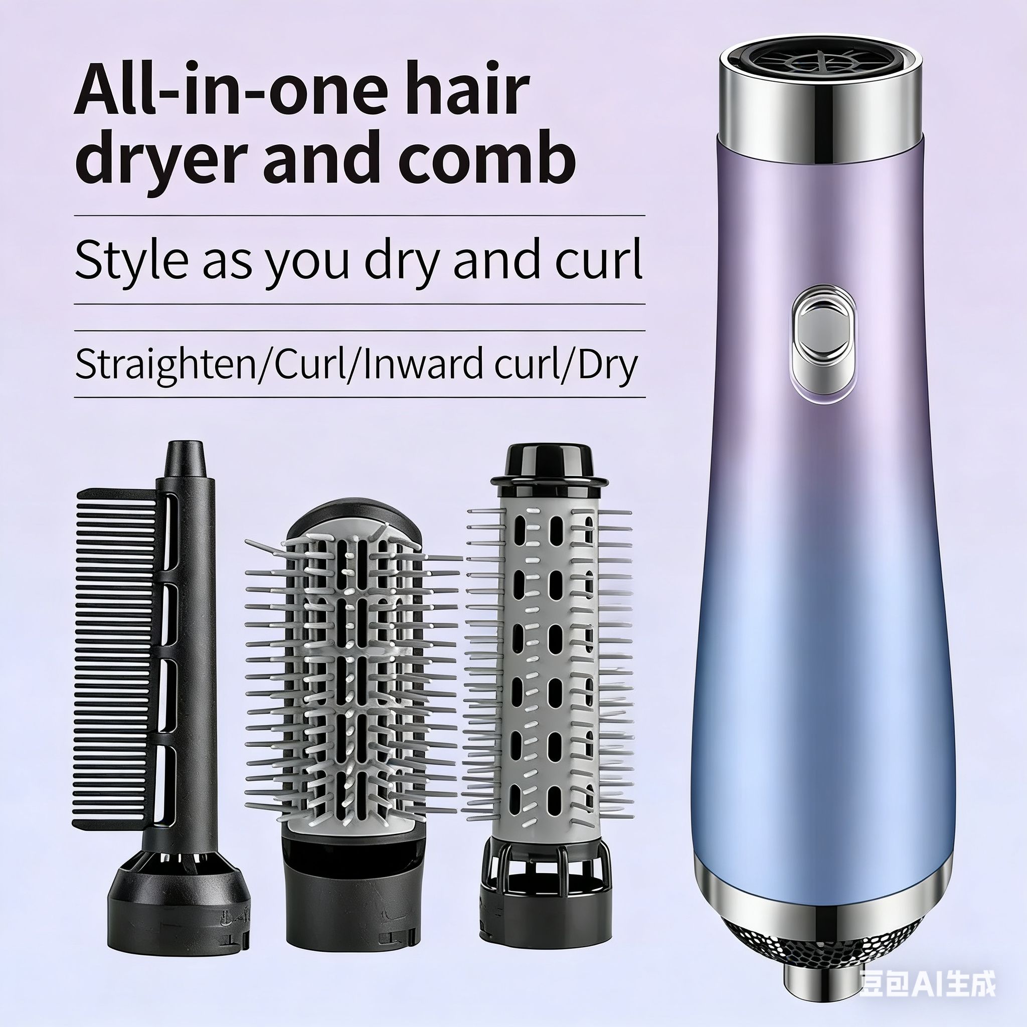 upgrades  3 in 1 Hair Dryer Comb One Step Hot Air Brush Negative Ion Hair Straightener Heating Comb Curler Hairdryer Hair Styler Tool