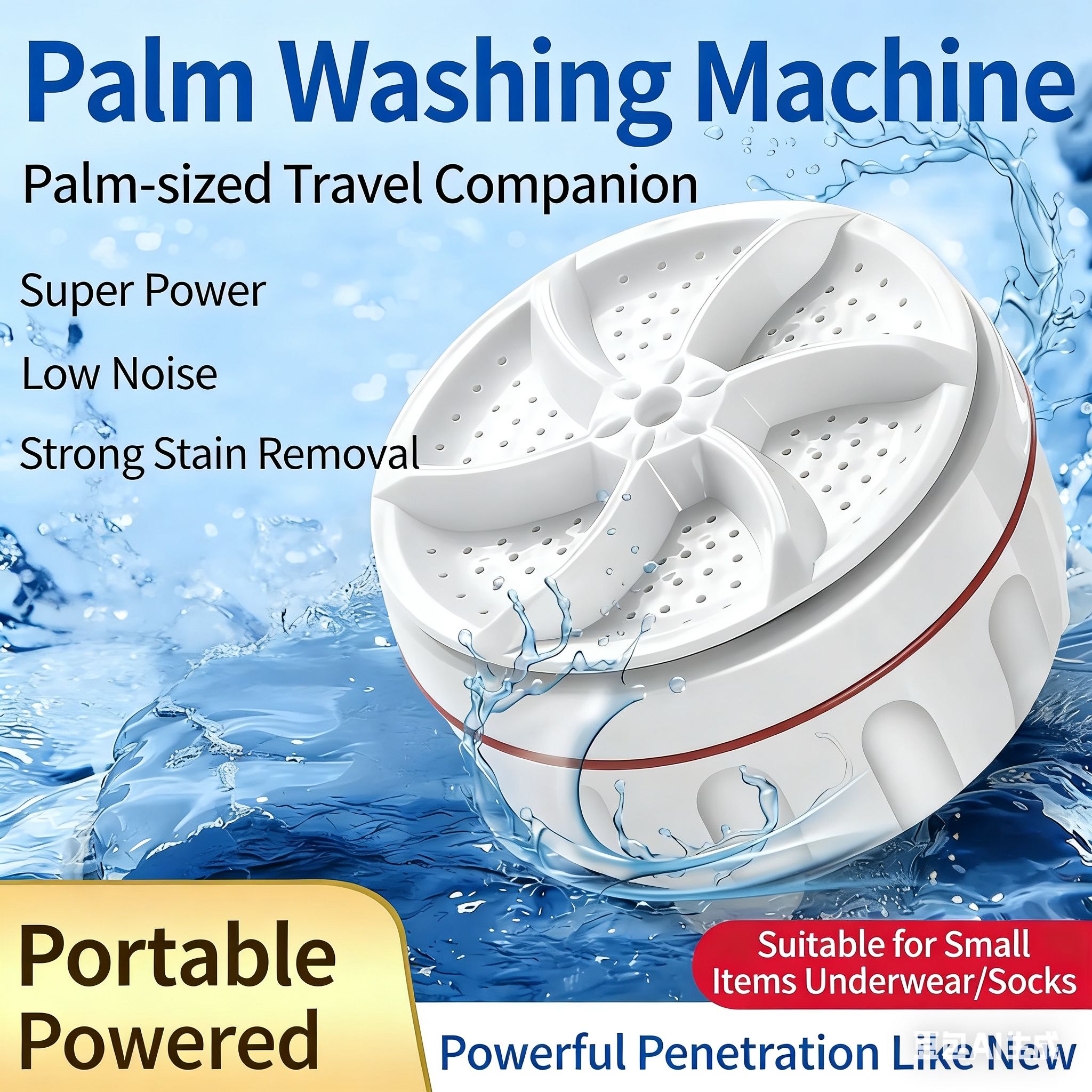 Portable Washing Machine,Mini Washing Machine with Suction Cups, 3 in 1 Bubble Cleaning USB Ultrasonic Powered Turbo Washing Machine & Sink Dishwasher for Camping, Travelling, Business Trip