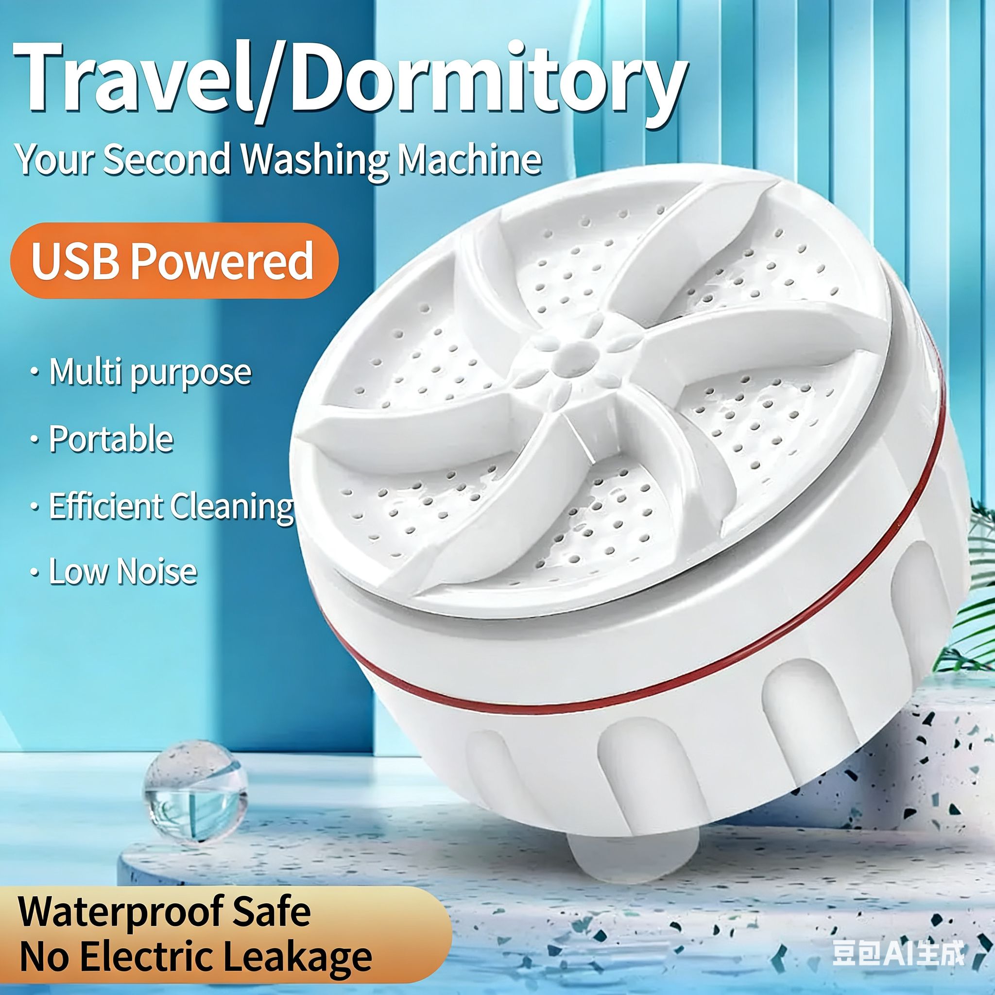 Portable Washing Machine,Mini Washing Machine with Suction Cups, 3 in 1 Bubble Cleaning USB Ultrasonic Powered Turbo Washing Machine & Sink Dishwasher for Camping, Travelling, Business Trip