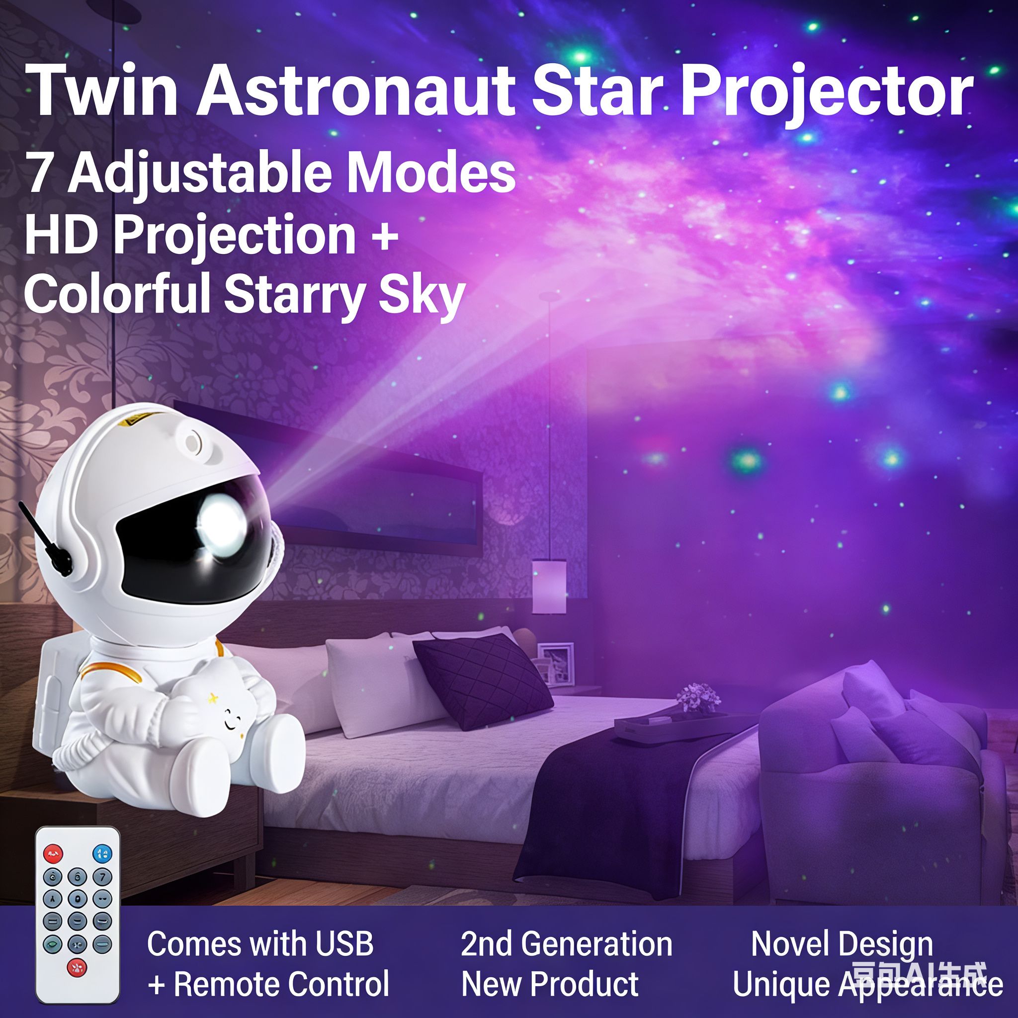 Galaxy Star Astronaut Projector LED Night light Starry Projection light Decorate bedroom Room Decorate children's gifts