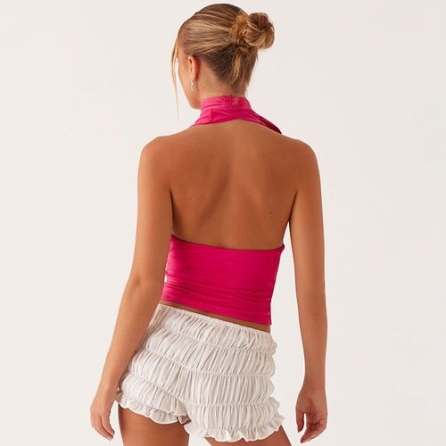 2026 Summer New Sexy Neck Tie  Tank Tops Low-cut Back Hollow-out Camisole Camis Top