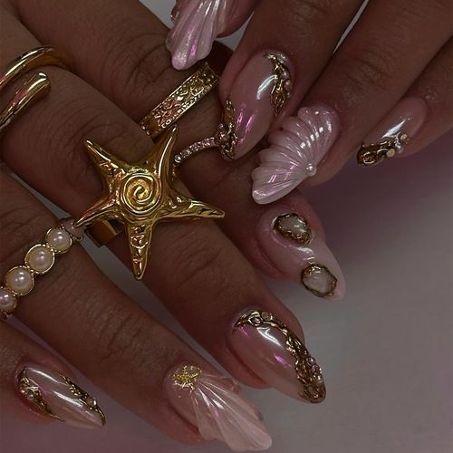 French Tip Press on Nails with 5D Flower Charm Design  - Medium Pink Fake Nails 24Pcs Nail Kit for Women Manicure