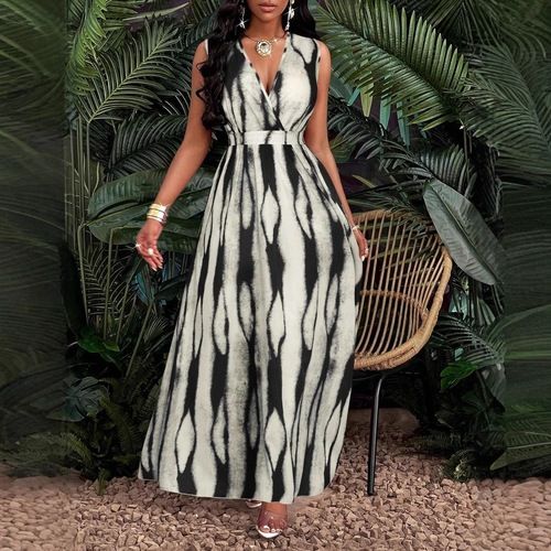 Women Sleeveless Sundress Casual Dresses Deep V Neck High Waist Summer Dress Vacation Party Dress