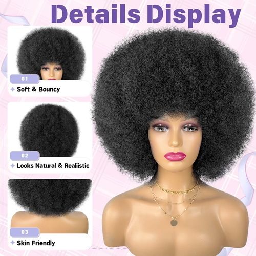 Afro Curly Wigs for Women Glueless Wear and Soft Afro Wigs Large Bouncy and Soft Natural Looking Full Wigs for Daily Party Cosplay