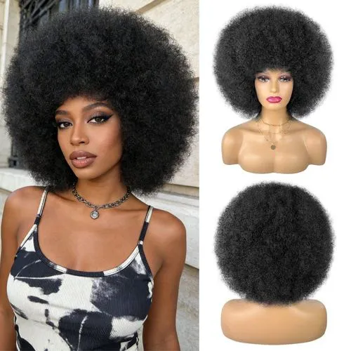 Afro Curly Wigs for Women Glueless Wear and Soft Afro Wigs Large Bouncy and Soft Natural Looking Full Wigs for Daily Party Cosplay