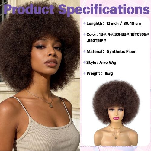 Afro Curly Wigs for Women Glueless Wear and Soft Afro Wigs Large Bouncy and Soft Natural Looking Full Wigs for Daily Party Cosplay