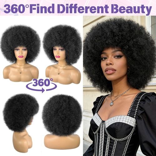 Afro Curly Wigs for Women Glueless Wear and Soft Afro Wigs Large Bouncy and Soft Natural Looking Full Wigs for Daily Party Cosplay