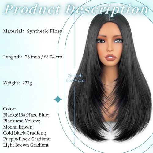 Long Straight Wigs for Women, Synthetic Straight Wig, Looking Natural Long Hair Wigs