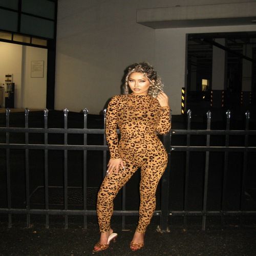 Womens Sexy Club Outfit Leopard Print Jumpsuit for Women Bodycon Cheetah Romper Y2K Birthday Party Night Out Streetwear