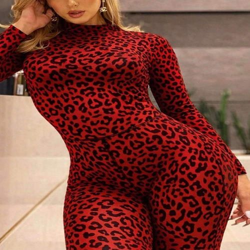 Womens Sexy Club Outfit Leopard Print Jumpsuit for Women Bodycon Cheetah Romper Y2K Birthday Party Night Out Streetwear