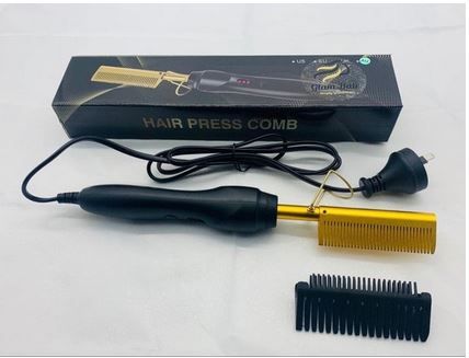 Electric Hair Press Comb Hot Comb Straightener, Professional Fast Heating Hair Straightening Comb, Anti-Frizz Styling Tool for Natural & Thick Hair