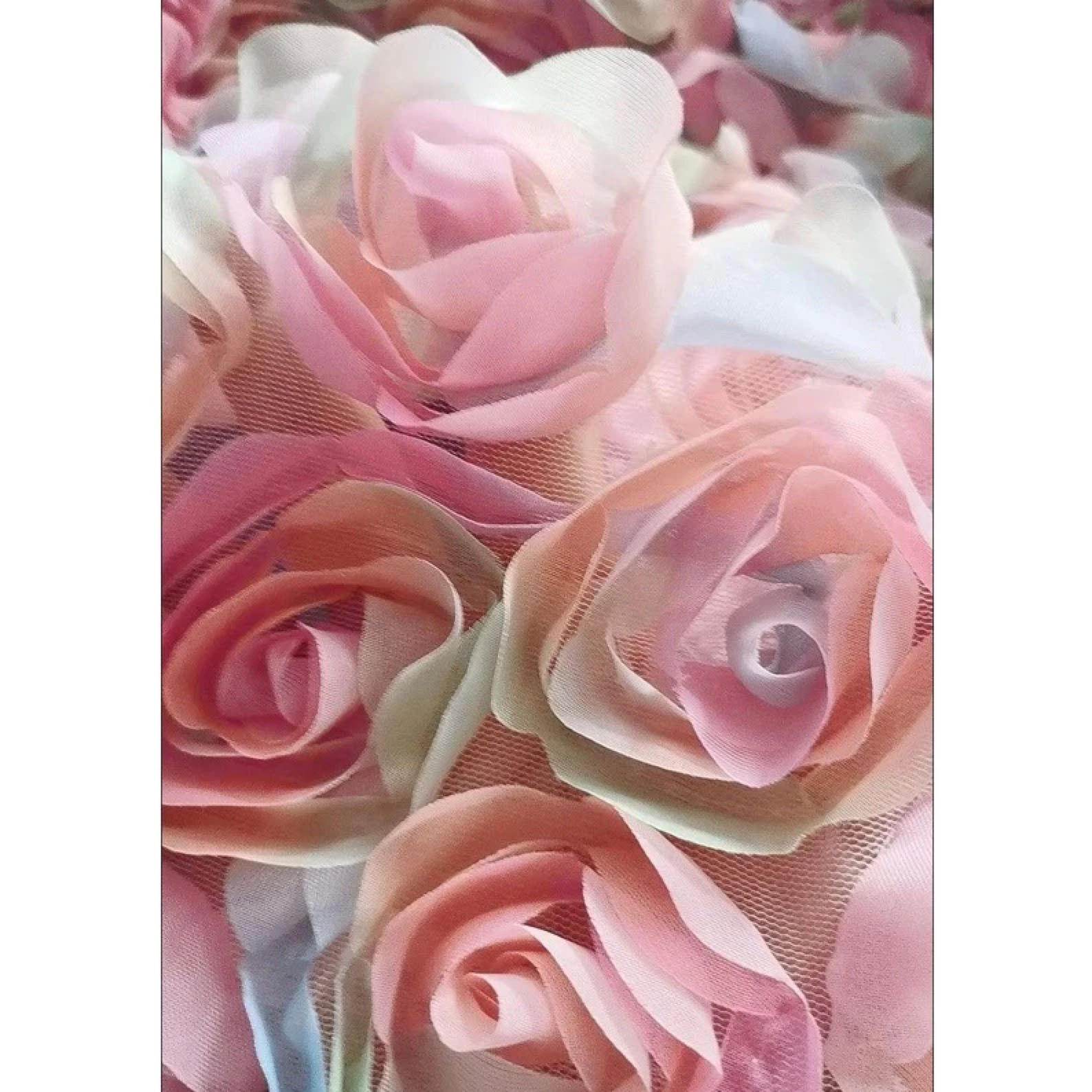 3D Rainbow Rose Tulle Fabric, Colorful 3D Flower Mesh Lace Fabric for Wedding Dress, Evening Gown, DIY Craft, 1 Yard
