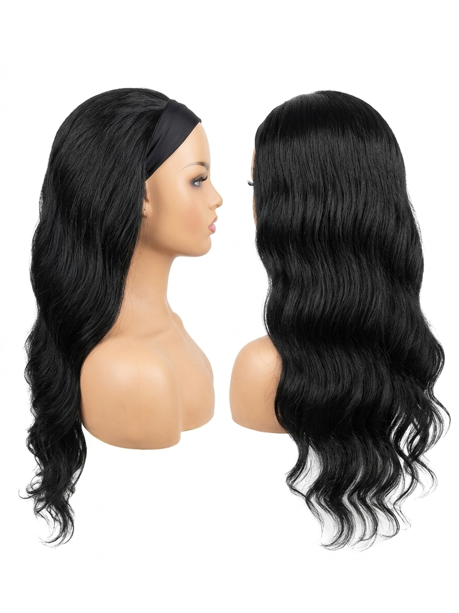22 Inch Body Wave Headband Wig – Synthetic Long Wavy Hair Wig for Women (Multiple Colors Available)