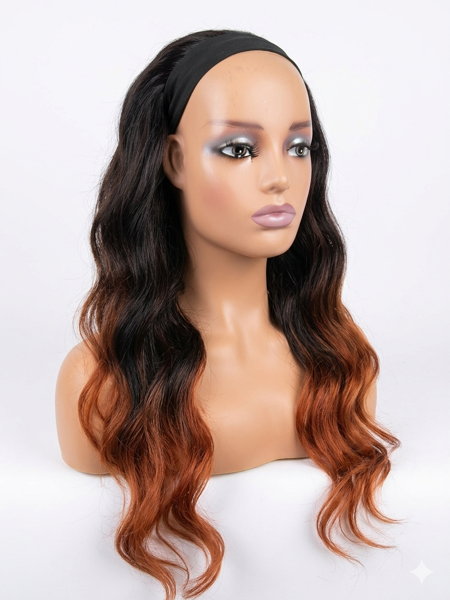 22 Inch Body Wave Headband Wig – Synthetic Long Wavy Hair Wig for Women (Multiple Colors Available)