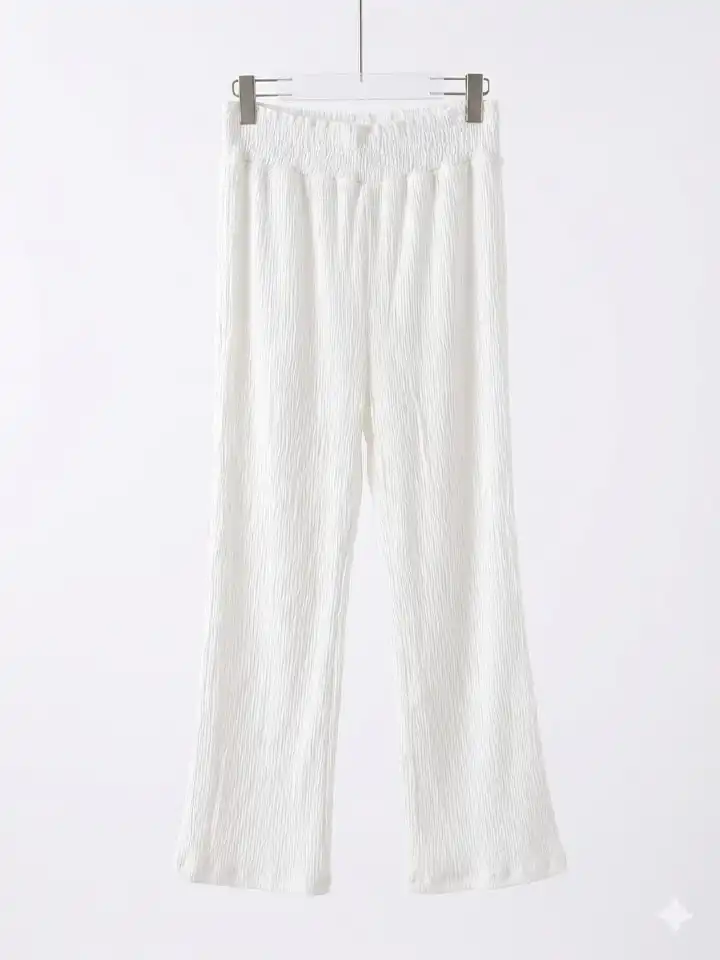 Aurela Collection White High Waist Palazzo Pants—Loose Fit Wide Leg Trousers for Women