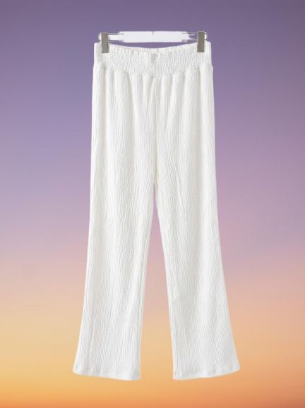 Aurela Collection White High Waist Palazzo Pants—Loose Fit Wide Leg Trousers for Women