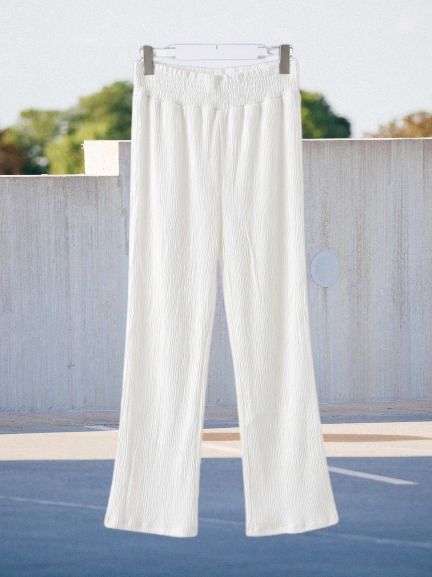 Aurela Collection White High Waist Palazzo Pants—Loose Fit Wide Leg Trousers for Women