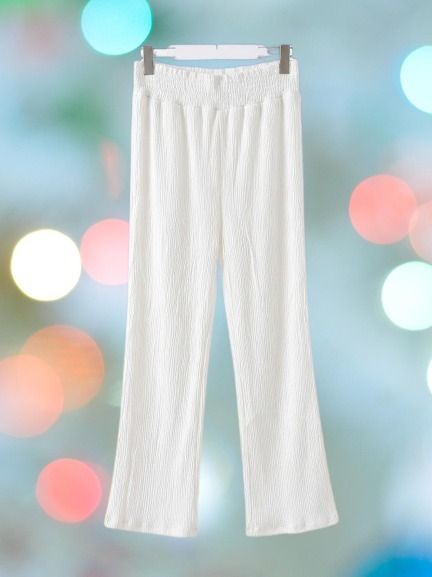 Aurela Collection White High Waist Palazzo Pants—Loose Fit Wide Leg Trousers for Women