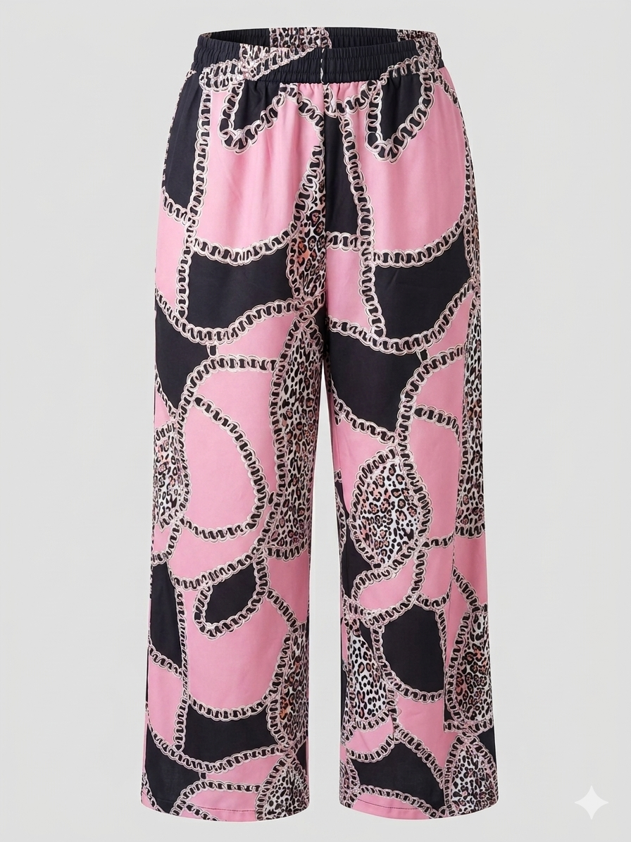 🔥 Women’s XL Wide Leg Palazzo Pants – Colorful Printed High Waist Loose Casual Trousers | Soft Breathable Summer Fashion