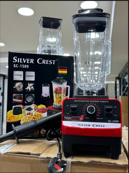 2-in-1 Silver Crest Blender & Grinder – High Power Multifunction Kitchen Mixer, Smoothie Maker & Spice Grinder (1.5L Jar)