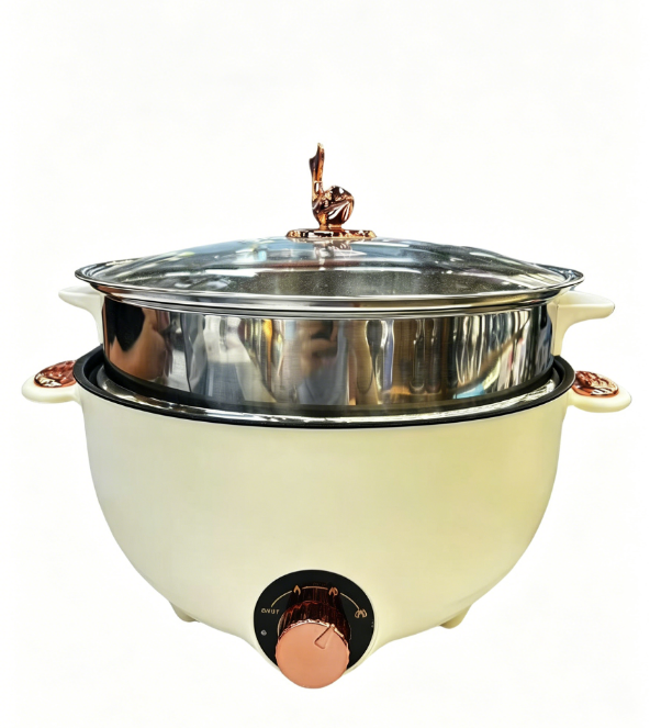 Versatile Non-stick Electric Hot Pot Multicooker with Steamer  Electric Cooking Pot for Steaming, Boiling, Stewing, Ramen & Hotpot - Dorm/Home Use Electric Cooker with Glass Lid