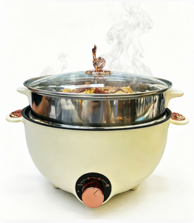 Versatile Non-stick Electric Hot Pot Multicooker with Steamer  Electric Cooking Pot for Steaming, Boiling, Stewing, Ramen & Hotpot - Dorm/Home Use Electric Cooker with Glass Lid