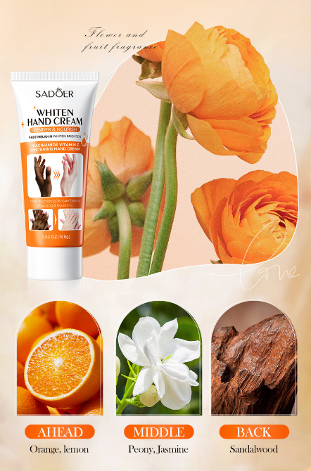 Whitening Hand Cream - 100g - Moisturizing Anti-Chapping All-Year-Long Hand Cream - Suitable for rough, dull and dry hand skin