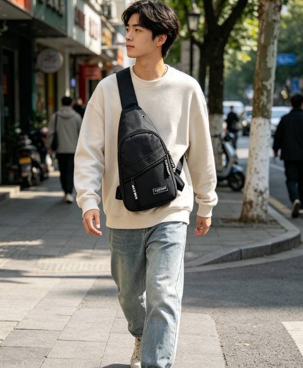 Men Fashion Bag，Men's Oxford Chest Bag, Multifunctional Outdoor Crossbody Bag, Waterproof Sports Shoulder Bag, Casual Travel Daily Sling Bag for Men，Outdoor Sports Bag，Men Chest Bag