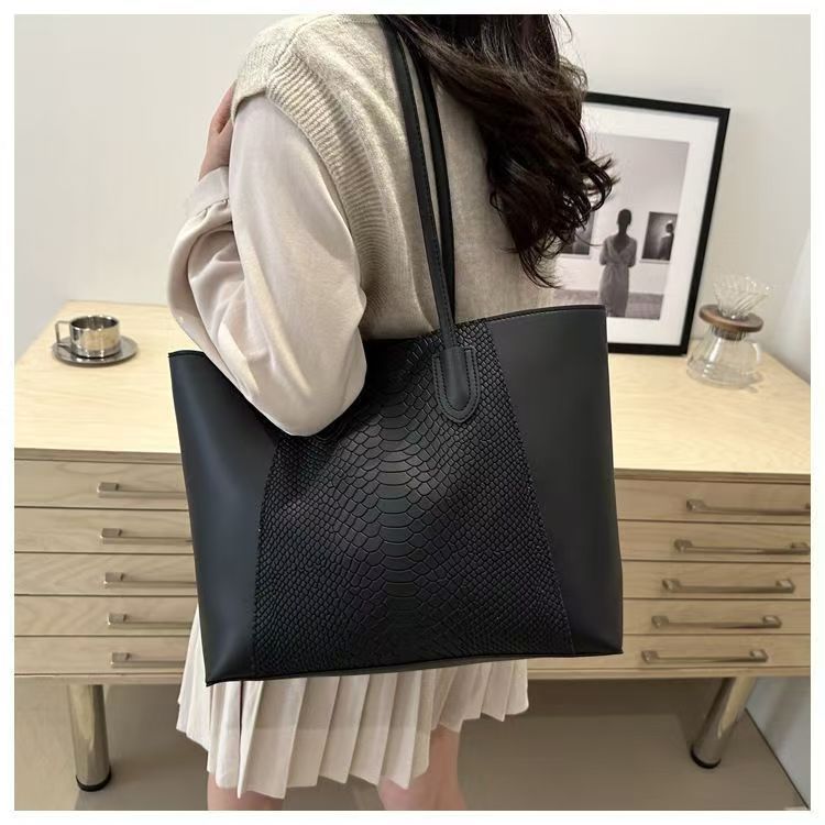 Fashion Crocodile Pattern Large Tote Bag Solid Color Women Shoulder Bags Luxury Pu Leather Lady Handbags Big Shopper Purses