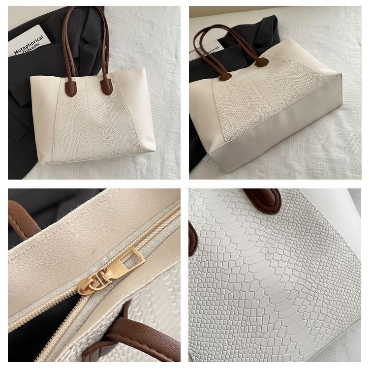 Fashion Crocodile Pattern Large Tote Bag Solid Color Women Shoulder Bags Luxury Pu Leather Lady Handbags Big Shopper Purses