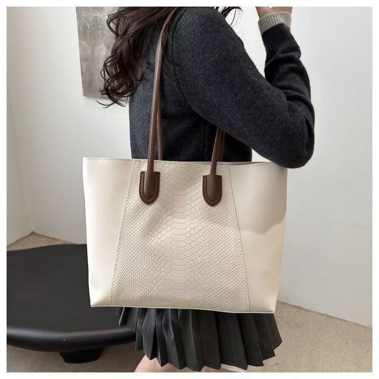 Fashion Crocodile Pattern Large Tote Bag Solid Color Women Shoulder Bags Luxury Pu Leather Lady Handbags Big Shopper Purses
