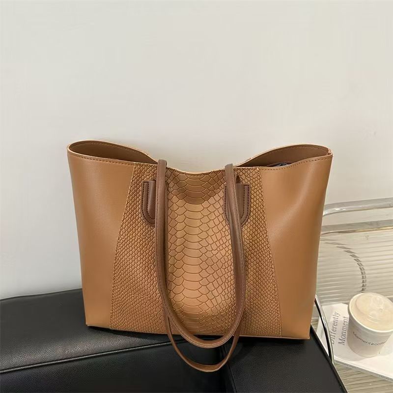Fashion Crocodile Pattern Large Tote Bag Solid Color Women Shoulder Bags Luxury Pu Leather Lady Handbags Big Shopper Purses