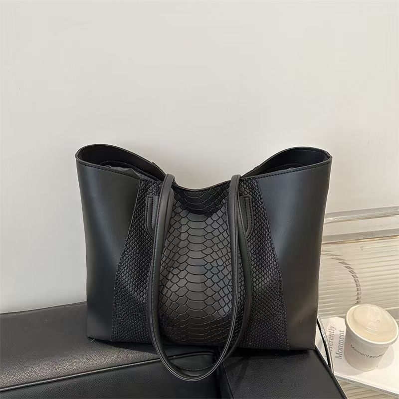 Fashion Crocodile Pattern Large Tote Bag Solid Color Women Shoulder Bags Luxury Pu Leather Lady Handbags Big Shopper Purses