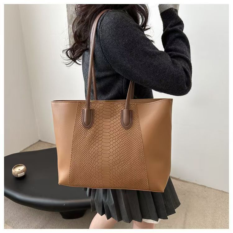 Fashion Crocodile Pattern Large Tote Bag Solid Color Women Shoulder Bags Luxury Pu Leather Lady Handbags Big Shopper Purses