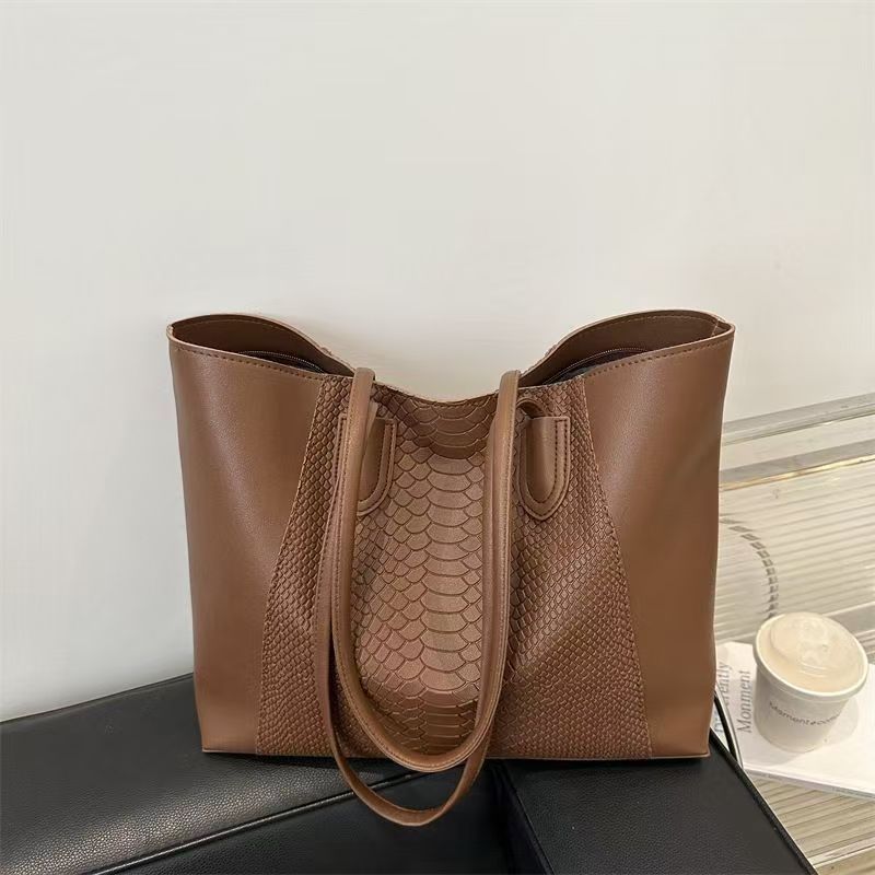 Fashion Crocodile Pattern Large Tote Bag Solid Color Women Shoulder Bags Luxury Pu Leather Lady Handbags Big Shopper Purses