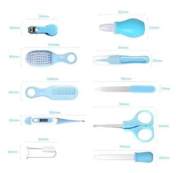 Baby Care Grooming Kit 10-in-1 Nursery Healthy Care Set – Blue | Infant Nail Clippers, Hair Brush, Comb, Scissors, Thermometer & Essential Baby Grooming Tools for Newborns & Toddlers ( care kit)