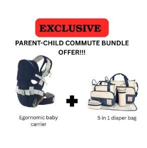 Ultimate Parent-Child Travel Bundle! Ergonomic Baby Carrier (Hip-Healthy) & Versatile 5-in-1 Diaper Bag System | MAX Comfort & Hands-Free