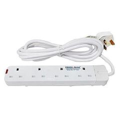 Power King Best 4 Way Power Extension With Long Cable - White
