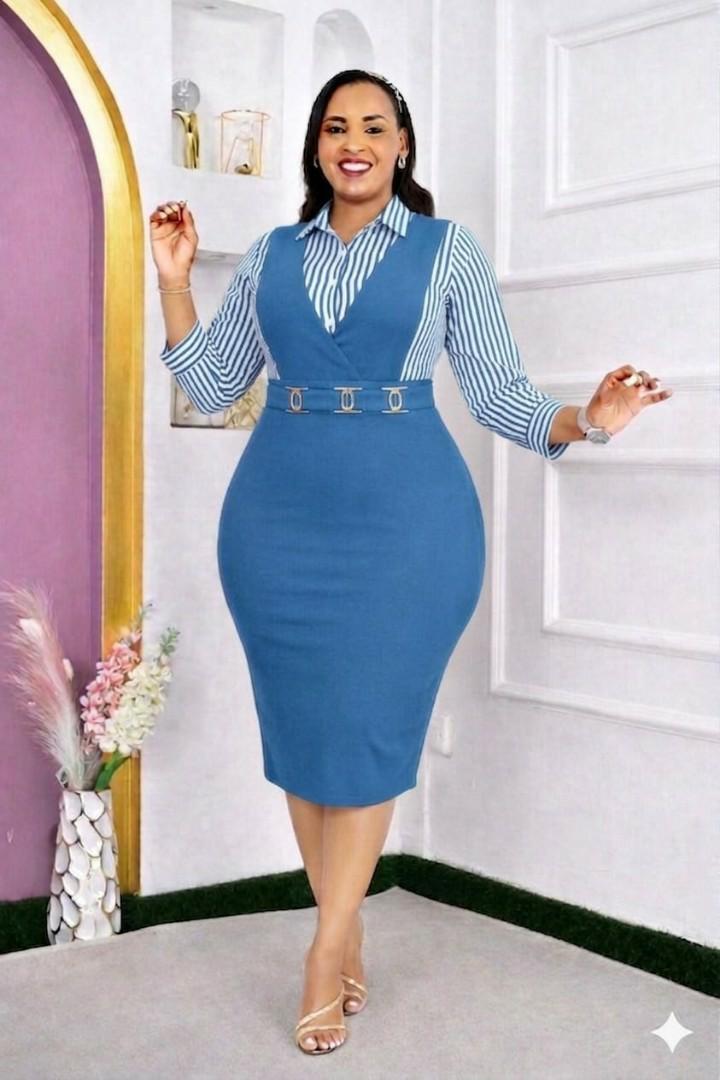 Elegant  Two piece of illusion office dress