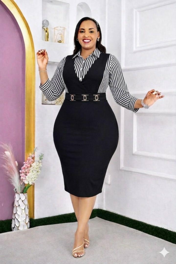 Elegant  Two piece of illusion office dress