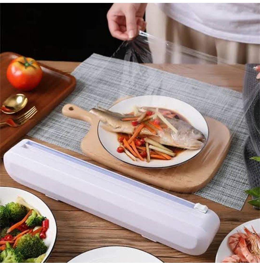 Foil & Cling Film Dispenser with Cutter – Kitchen Wrap Storage Tool for Food Plastic Wrap, Aluminum Foil & Baking PaperMake kitchen food wrapping easier and more organized with this Foil & Cling Film