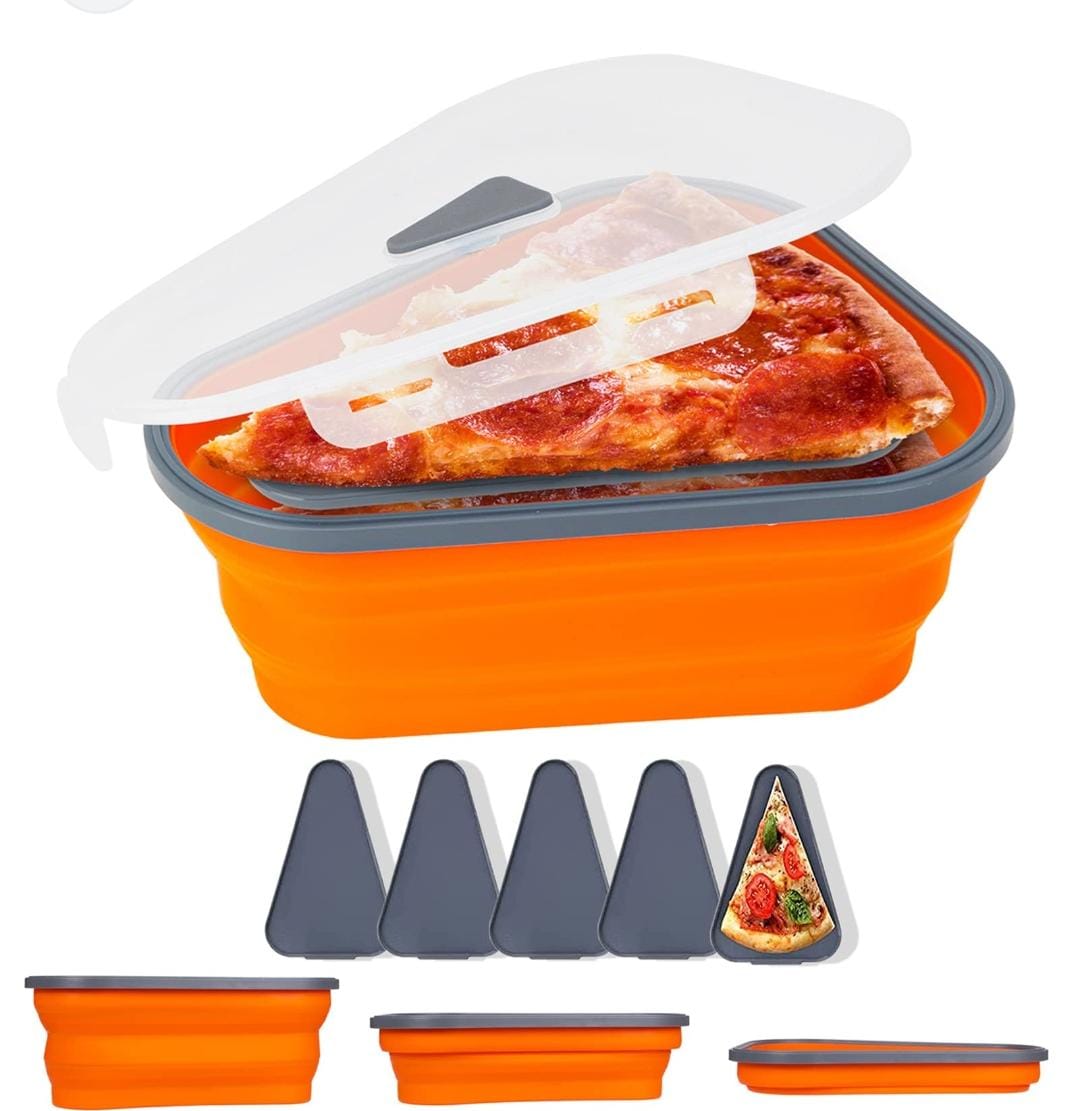 Reusable Silicone Pizza Box – Food Grade Foldable Triangle Pizza Storage Container – Microwave Safe