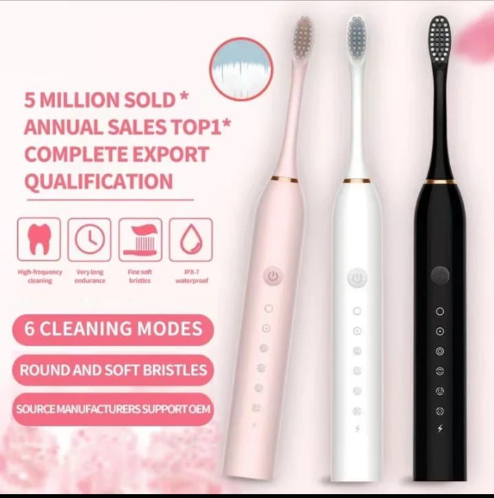 Sonic Electric Toothbrush – Rechargeable Smart Toothbrush with 4 Replaceable Brush Heads for Deep Cleaning & Whitening