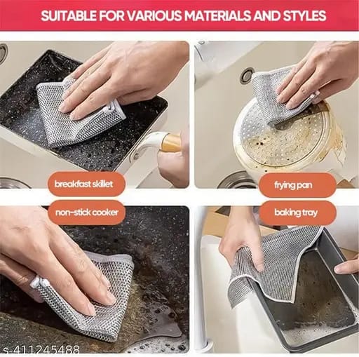10-Piece Silver Rag Double-Sided Cleaning Pads – Multipurpose Kitchen & Household Scrubbing Cloths
