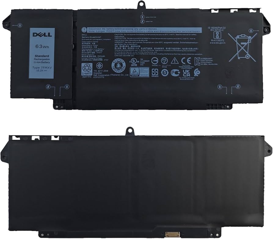 Dell Latitude 5320 7320 7420 7520 Original Battery 7FMXV 63Wh 4-Cell Black