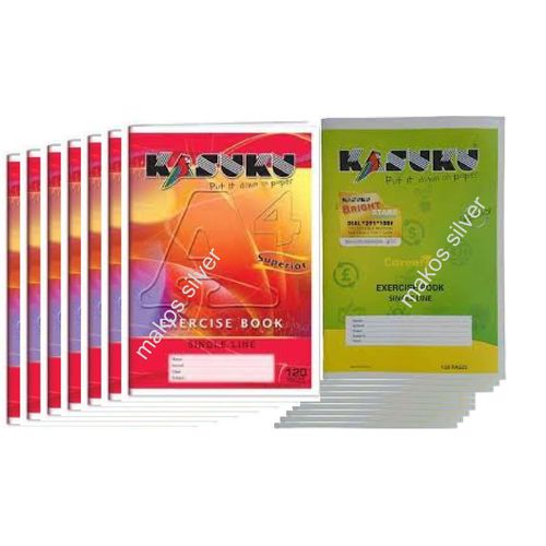 Kasuku A4 Exercise Books 120 Pages Each, 12 Books, High-Quality Paper for School and Office Use, Durable Cover, Smooth Writing, Pack of 12 – Mixed Edition