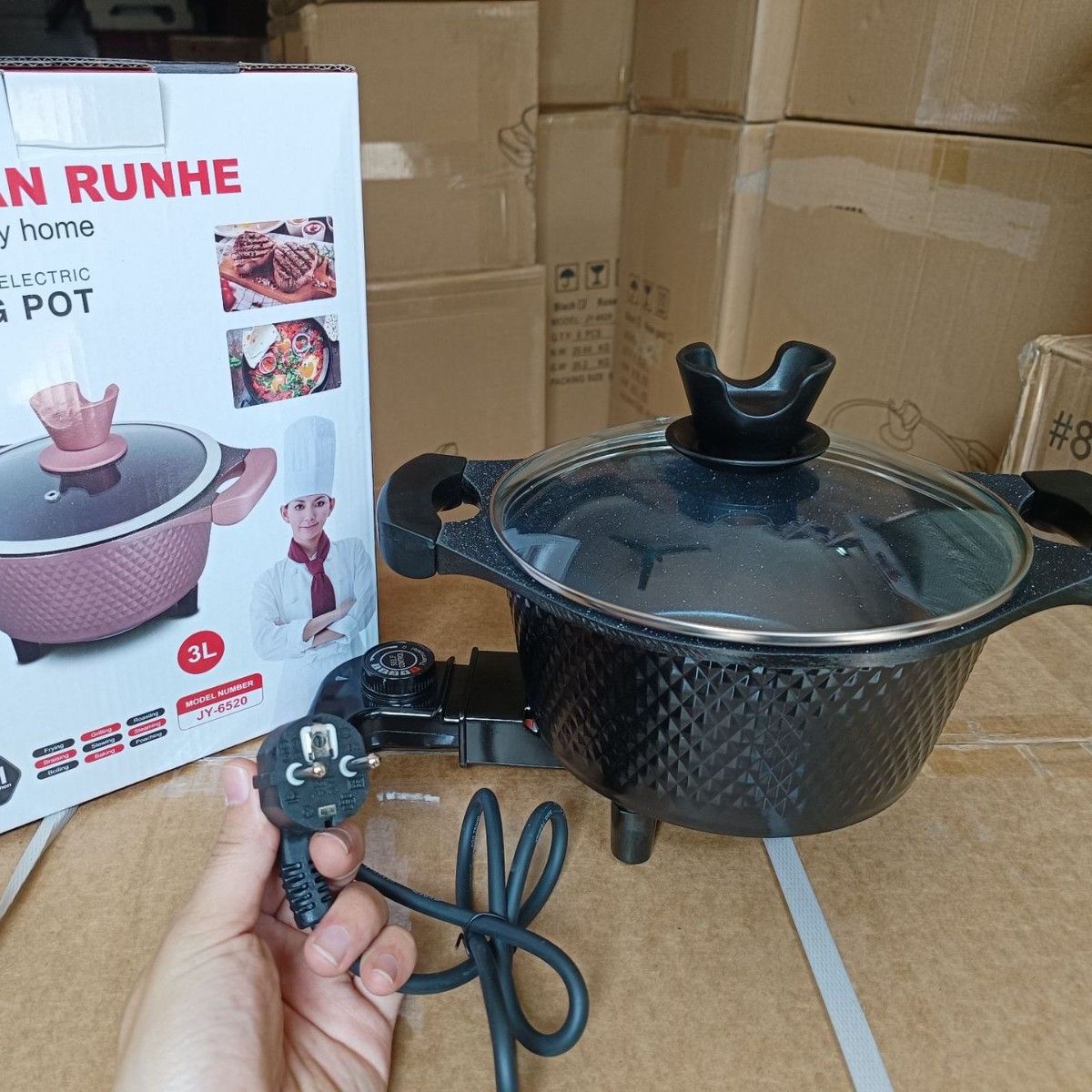 German Runhe 3-liter electric cooler multifunctional environment aluminum alloy household electric heating pot