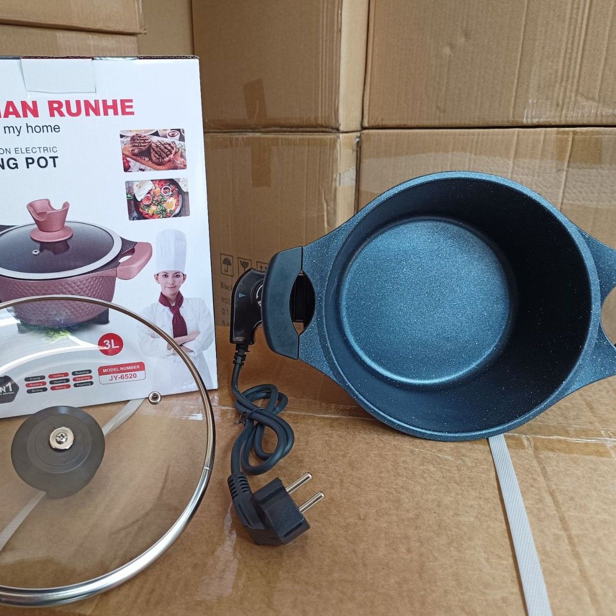 German Runhe 3-liter electric cooler multifunctional environment aluminum alloy household electric heating pot