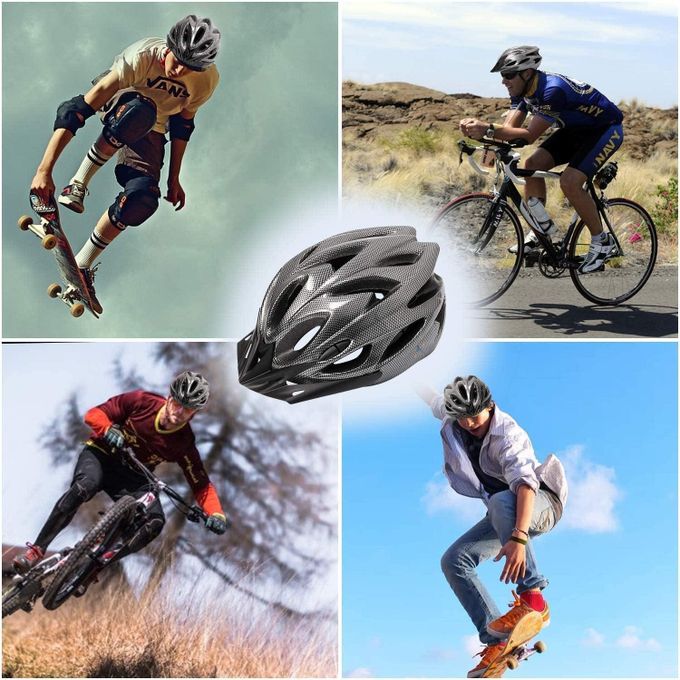 Cycling Helmet Blue Carbon Fiber Texture Split Mountain Bike